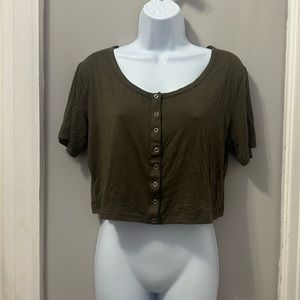 Zeagoo snap front closure cropped top NWT XL
